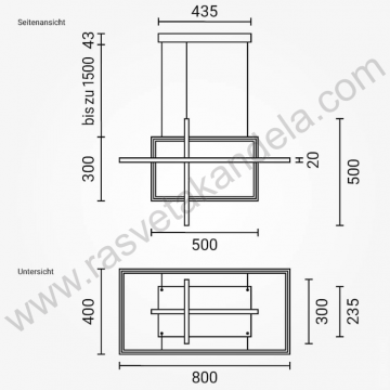 Led visilica 67W 3000K crna