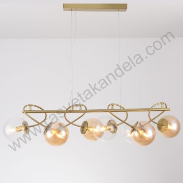 Luster visilica 8xE14 GLOBE brušeno zlatne boje