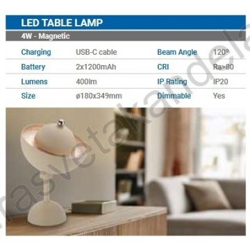 LED stona lampa USB 4W 3CCT dimabilna kwaki na dodir