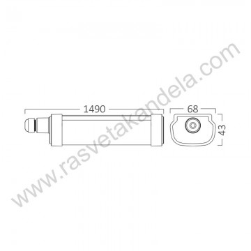 LED vodonepropusna svetiljka 149cm 60W 4000K IP65