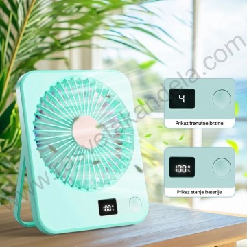 Stoni USB zeleni mini ventilator sa displejem