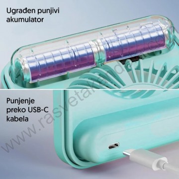 Stoni USB zeleni mini ventilator sa displejem