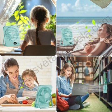 Stoni USB zeleni mini ventilator sa displejem