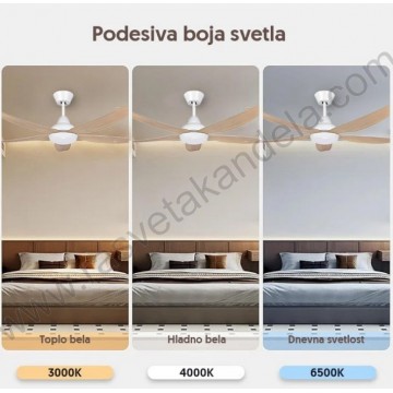 Luster ventilator sa LED svetlom 142cm 24W 3000/4000/6500K
