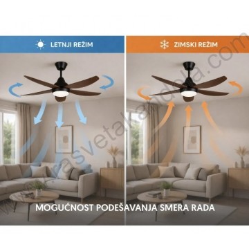 Luster ventilator sa LED svetlom 142cm 24W 3000/4000/6500K crni