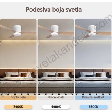 Luster ventilator sa LED svetlom 132cm 24W 3000/4000/6500K
