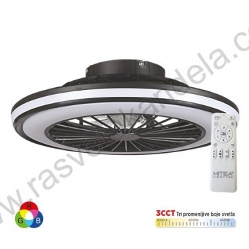 Plafonski ventilator sa LED svetlom 18W 3CCT+RGB crni sa daljinskim