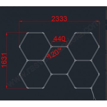 HEKSAGON LED plafonjera 2333x1631mm 192W 6000K set