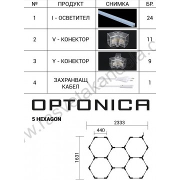 HEKSAGON LED plafonjera 2333x1631mm 192W 6000K set