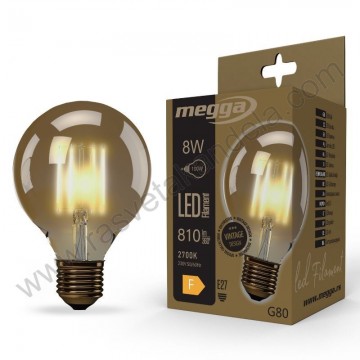 Led sijalica filament E27 G80 8W 2700K amber staklo