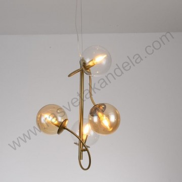 Visilica 4xE14 GLOBE brušeno zlatne boje