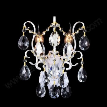 Zidna lampa KRISTAL LOOK 2xE14  belo-zlatna