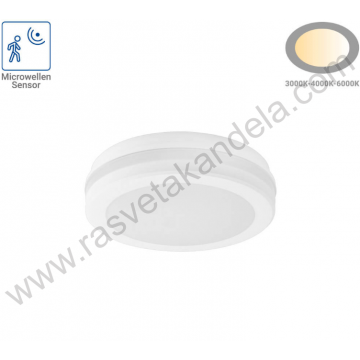 LED plafonjera 30W IP65 3000/4000/6000K bela sa senzorom prisutnosti