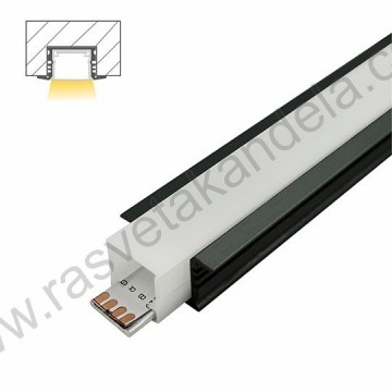 Aluminijumski ugradni profil 2000x25x13mm IP65 crni