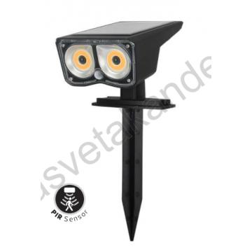 Baštenska solarna ubodna i zidna lampa COB LED OZMO 3W 4000K IP44 sa senzorom pokreta
