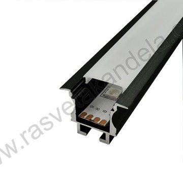 Aluminijumski ugradni profil 2000x25x19mm IP20 crni