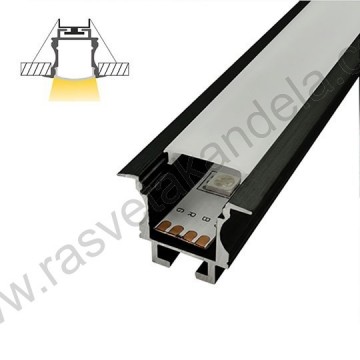 Aluminijumski ugradni profil 2000x25x19mm IP20 crni