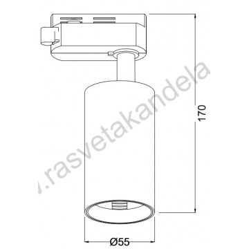 Šinski reflektor 1xGU10 M205010 crni