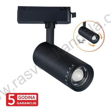 LED šinski reflektor monofazni 20W 4000K M205015 zumabilni crni