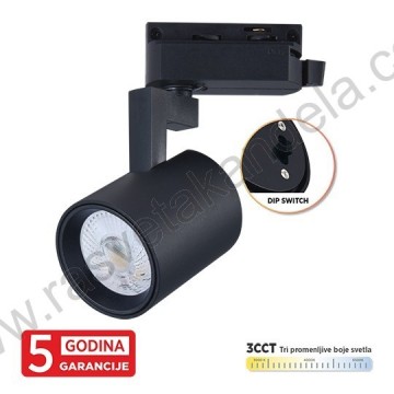 LED šinski reflektor monofazni 7W 3CCT M205014 crni