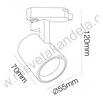 LED šinski reflektor monofazni 7W 3CCT M205014 crni