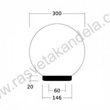Kugla dim boja fi300mm 1xE27 GLOBO sa postoljem IP44 - 2 kom.