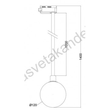 Šinska visilica 1xG9 M205021-B crna+belo staklo