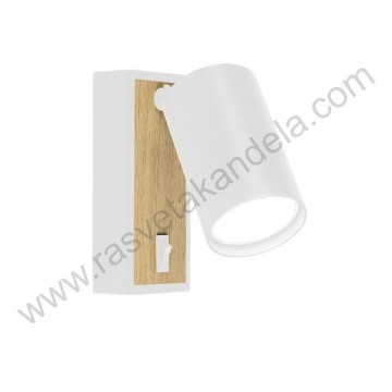 Spot lampa 1xGU10 BOXER bela+boja drveta sa prekidačem