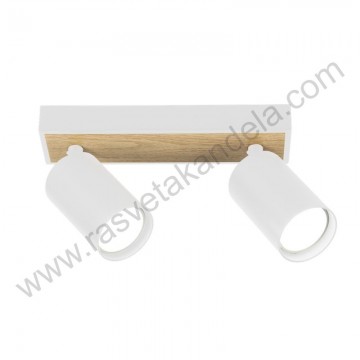 Spot lampa 2xGU10 BOXER-2L bela+boja drveta