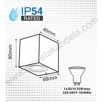 Baštenska zidna lampa QUADRO 1xGU10 mat crna