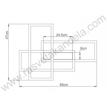 Led luster plafonjera 3CCT 65W bela sa daljinskim NELA