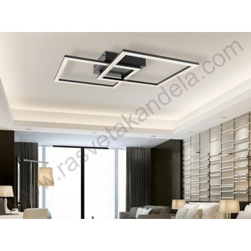 Led luster plafonjera 3CCT 55W crna sa daljinskim CRYSTAL