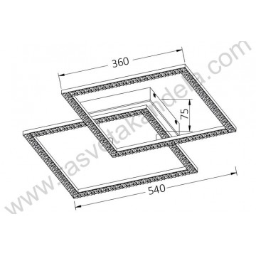 Led luster plafonjera 3CCT 55W crna sa daljinskim CRYSTAL