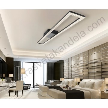 Led luster plafonjera 3CCT 40W crna sa daljinskim CRYSTAL