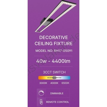 Led luster plafonjera 3CCT 40W crna sa daljinskim CRYSTAL