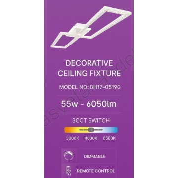 Led luster plafonjera 3CCT 55W bela sa daljinskim upravljačem CRYSTAL