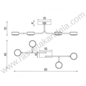 Led luster plafonjera 32W 3000K crna ARCANA