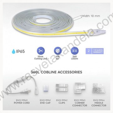 LED COB traka 220V 12W 360led 4000K IP65 kotur 50m