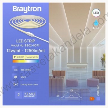 LED COB traka 220V 12W 360led 4000K IP65 kotur 50m
