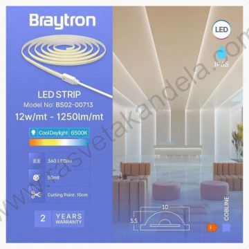 LED COB traka 220V 12W 360led 6500K IP65 kotur 50m