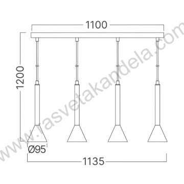 Visilica 4xGU10 crna