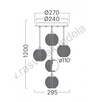 Visilica 5xG9 zlatna