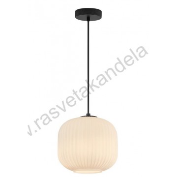 Visilica 1xE27 metal/staklo opal belo