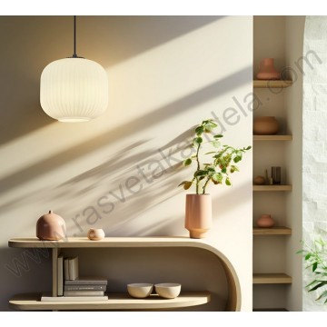 Visilica 1xE27 metal/staklo opal belo