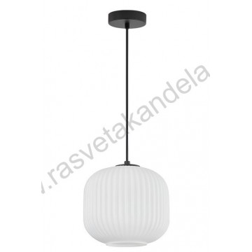 Visilica 1xE27 metal/staklo opal belo