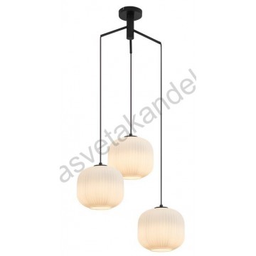 Visilica 3xE27 metal/staklo opal belo
