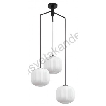 Visilica 3xE27 metal/staklo opal belo