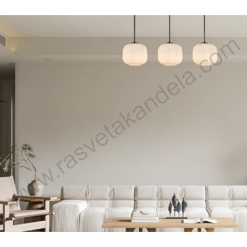Visilica 3xE27 metal/staklo opal belo