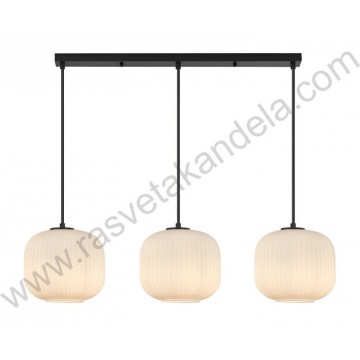 Visilica 3xE27 metal/staklo opal belo