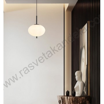 Visilica 1xE14 metal/staklo opal belo